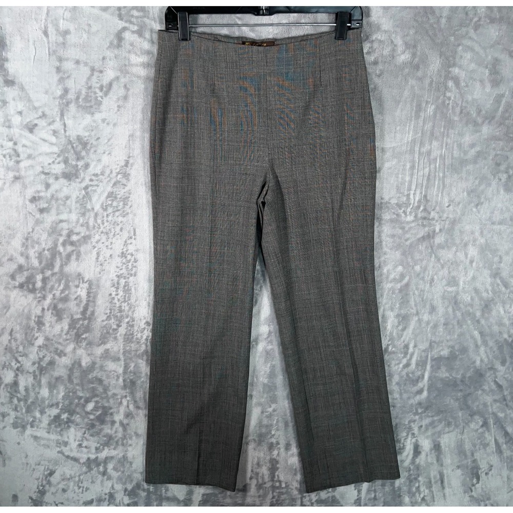 Loro Piana Dress Pants Women IT 42 Glen Plaid Check Gray Wool High Rise Side Zip